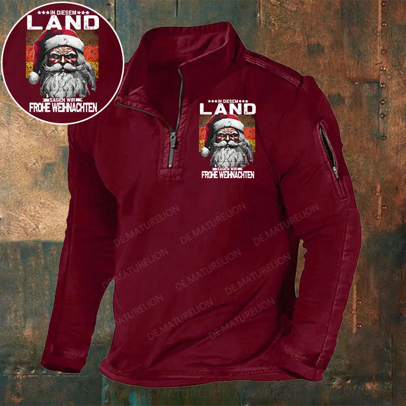 In diesem Land sagen wir Frohe Weihnachten Stehkragen Reißverschluss Polo Shirt
