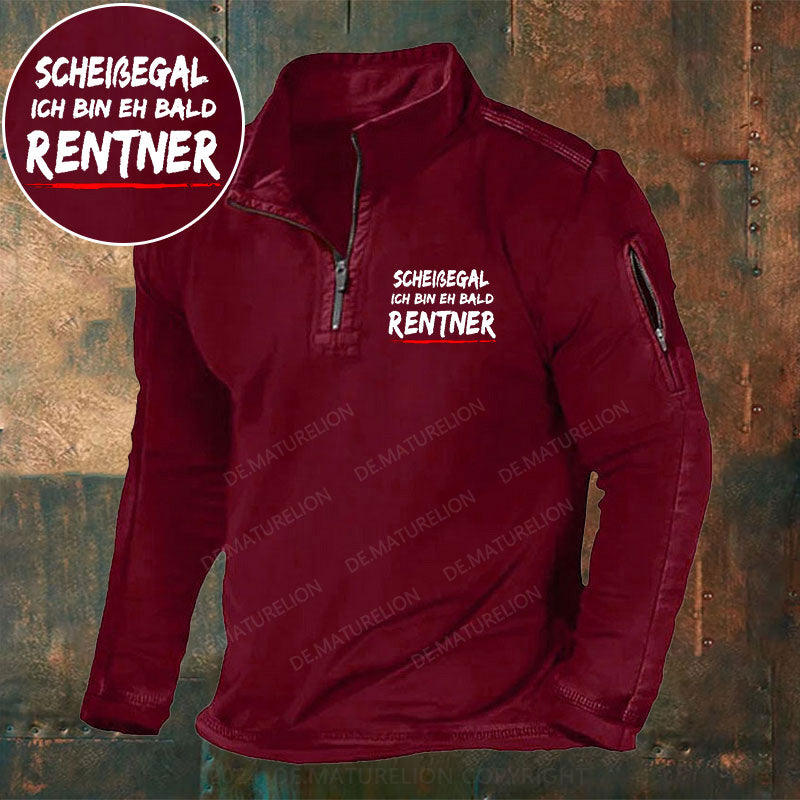 Scheißegal Ich Bin Eh Bald Rentner Stehkragen Reißverschluss Polo Shirt