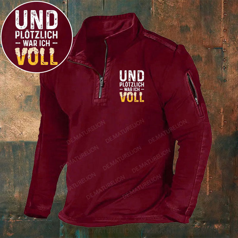 Und Plötzlich War Ich Voll Stehkragen Reißverschluss Polo Shirt
