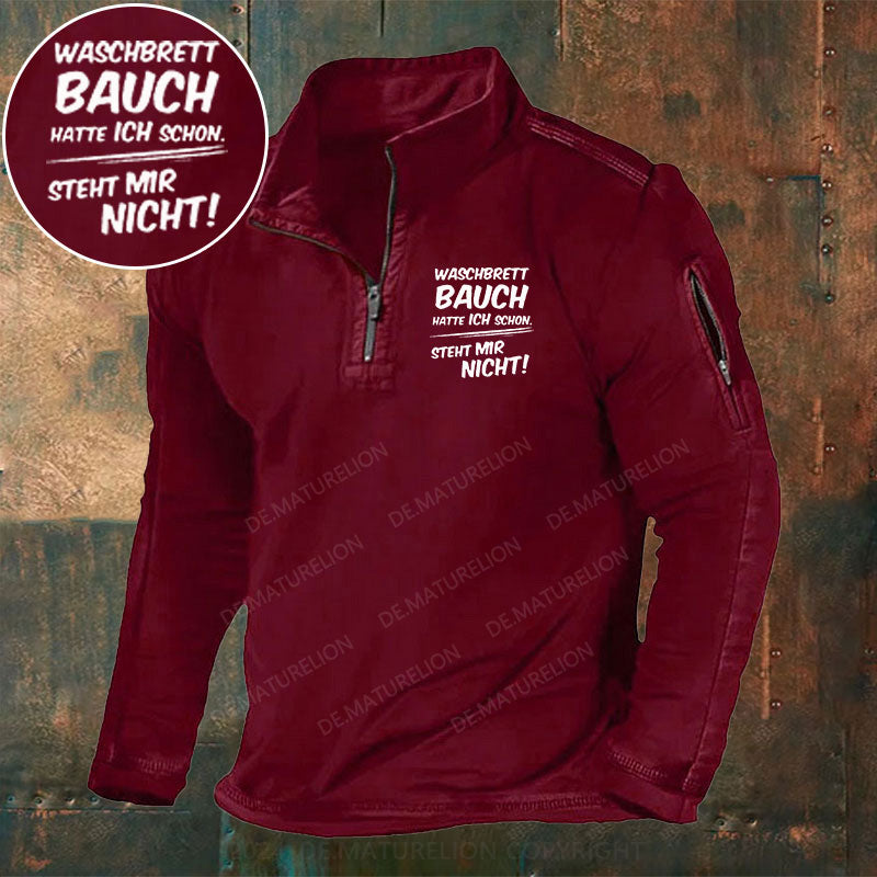 Waschbrett Bauch Hatte Ich Schon Steht Mir Nicht Stehkragen Reißverschluss Polo Shirt