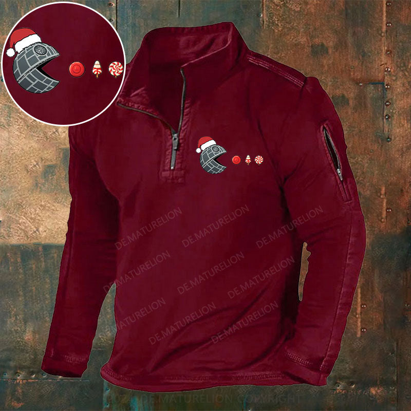 Eis Frohe Weihnachten Stehkragen Reißverschluss Polo Shirt