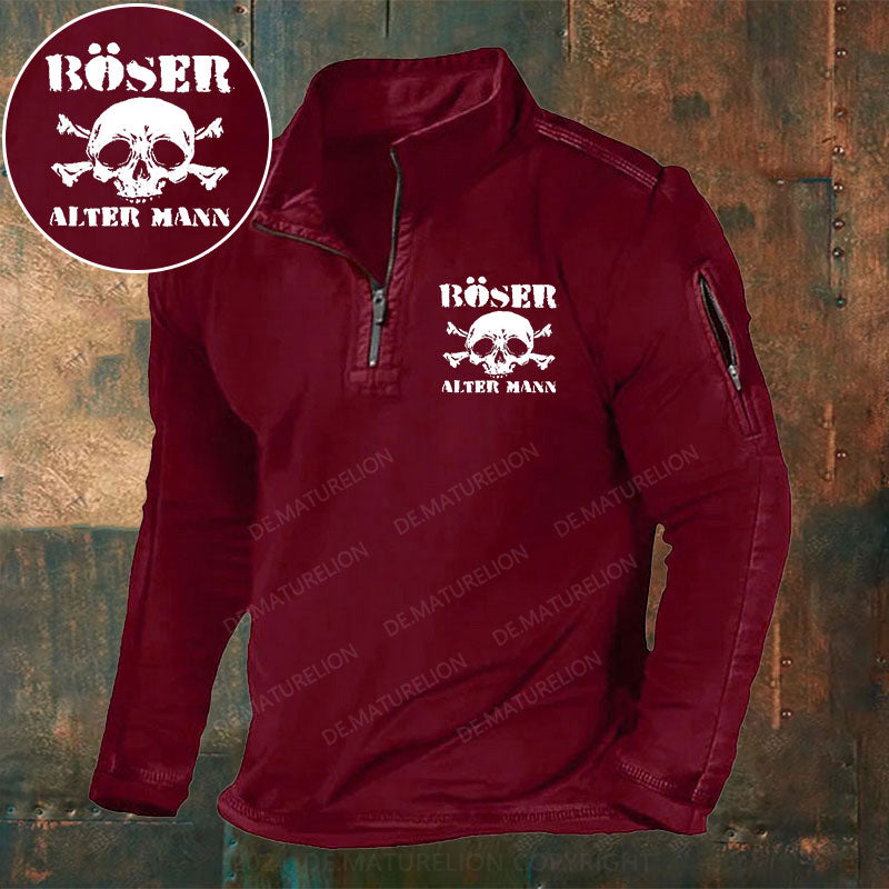 Böser Alter Mann Stehkragen Reißverschluss Polo Shirt