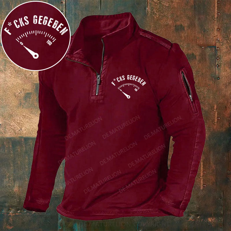 F*cks gegeben Stehkragen Reißverschluss Polo Shirt
