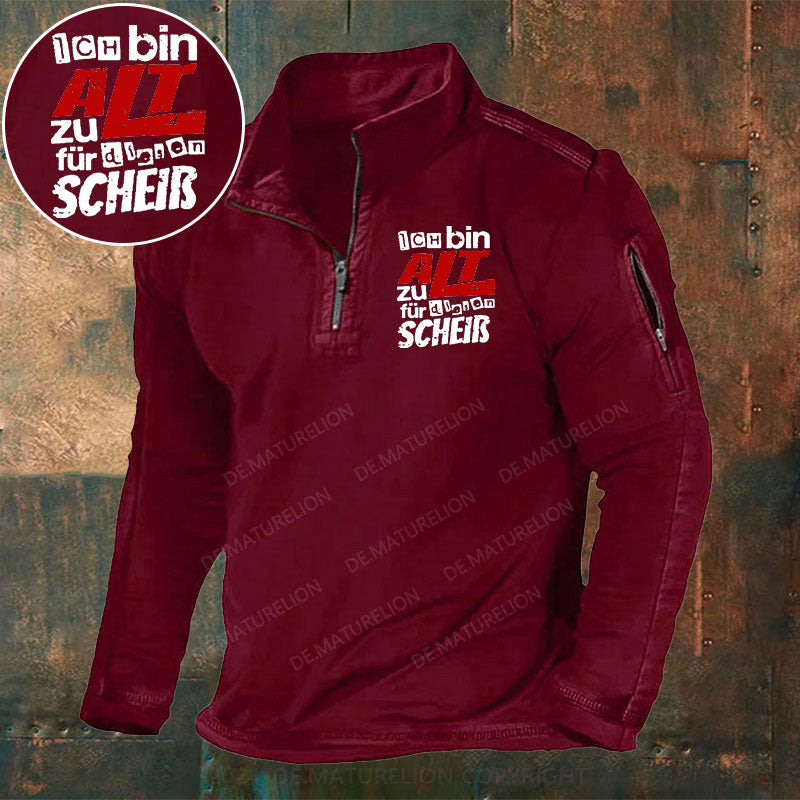 Ich Bin Zu Alt Für Diesen Scheiß Stehkragen Reißverschluss Polo Shirt