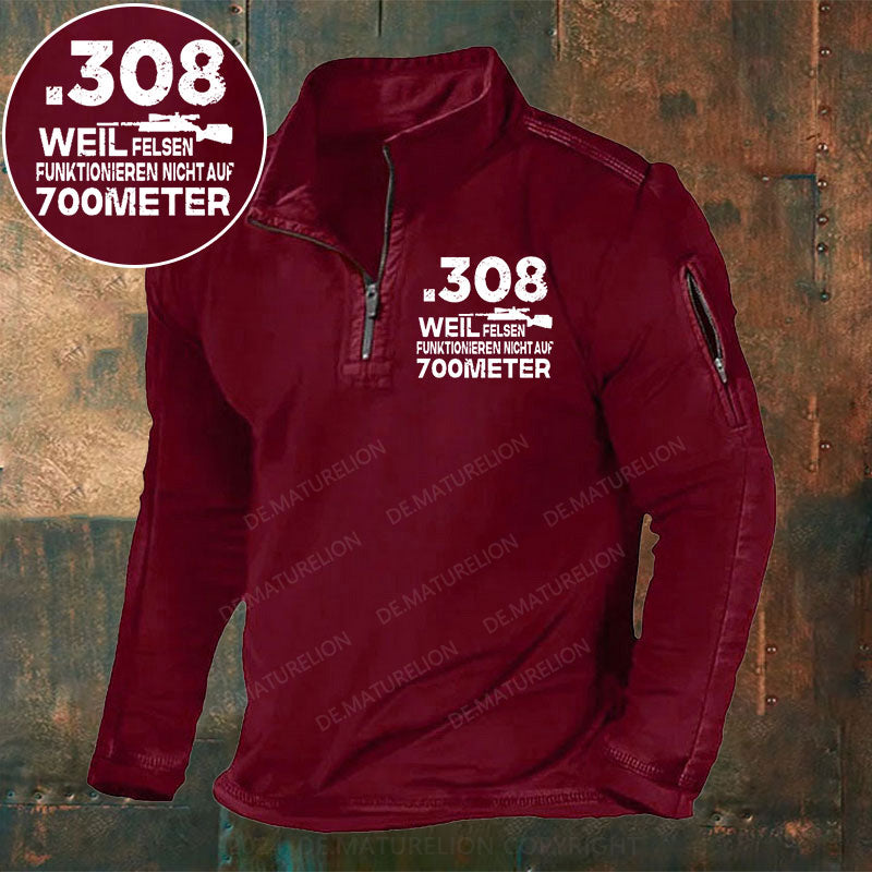 .308 Weil Felsen Funktionieren Nicht Auf 700 Meter Stehkragen Reißverschluss Polo Shirt