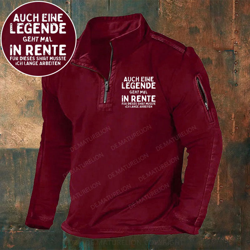 Auch Eine Legende Geht Mal In Rente Stehkragen Reißverschluss Polo Shirt
