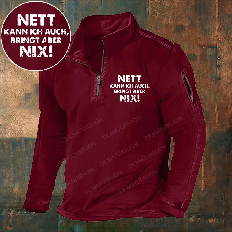Nett Kann Ich Auch Bringt Aber Nix Stehkragen Reißverschluss Polo Shirt