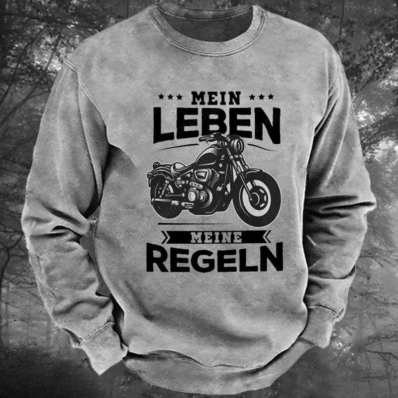 Mein Leben Meine Regeln Gewaschenes Sweatshirt