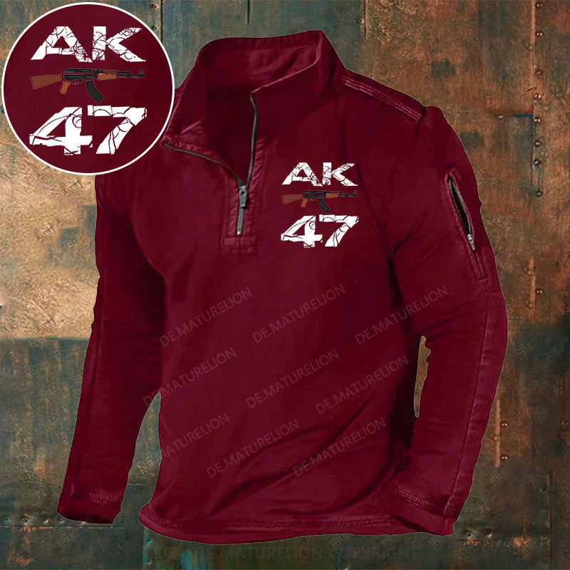 AK 47 Stehkragen Reißverschluss Polo Shirt