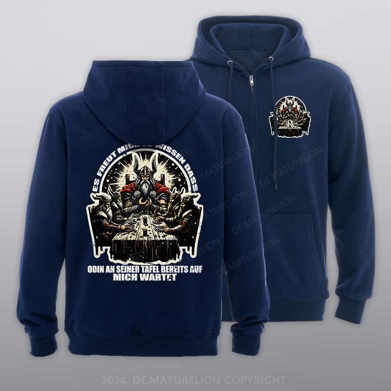 Maturelion Odin wartet an seiner Tafel auf mich Reißverschluss Hoodie