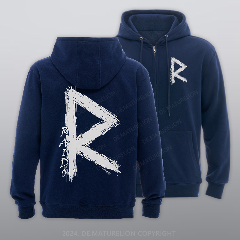 Maturelion Raido Rune Wikinger Reißverschluss Hoodie