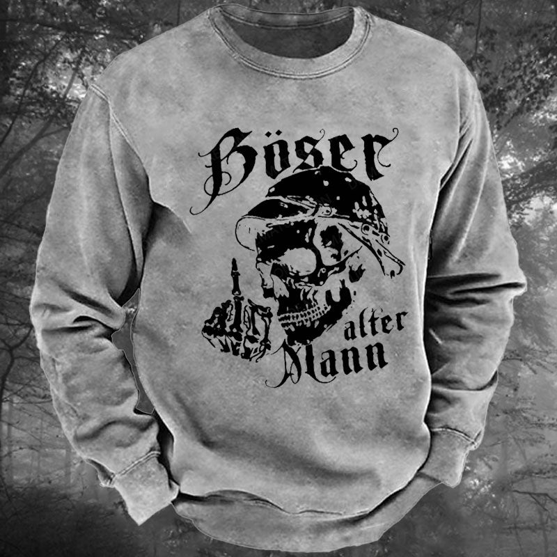 Böser Alter Mann Gewaschenes Sweatshirt