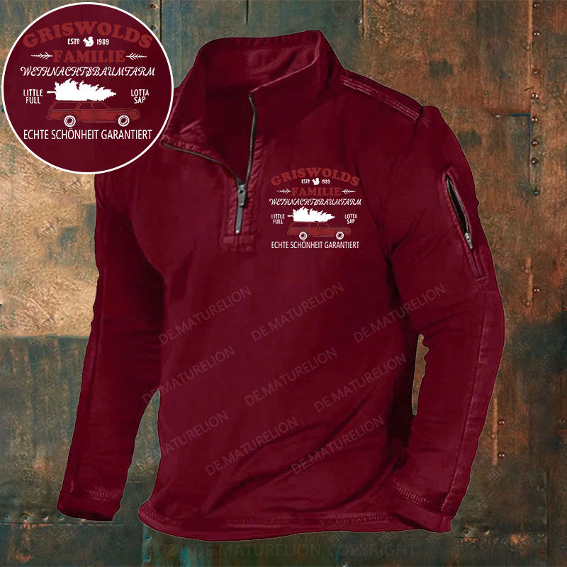 Griswolds Familie Weihnachtsbaumfarm Echte SchöNheit Garantiert Stehkragen Reißverschluss Polo Shirt