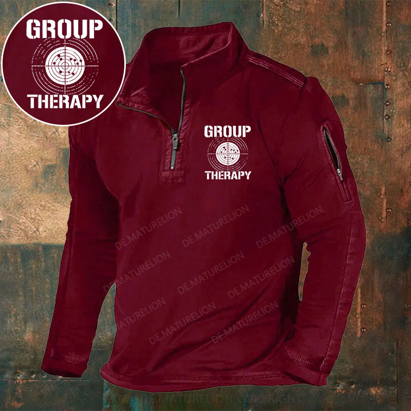 Gruppe Therapie Stehkragen Reißverschluss Polo Shirt