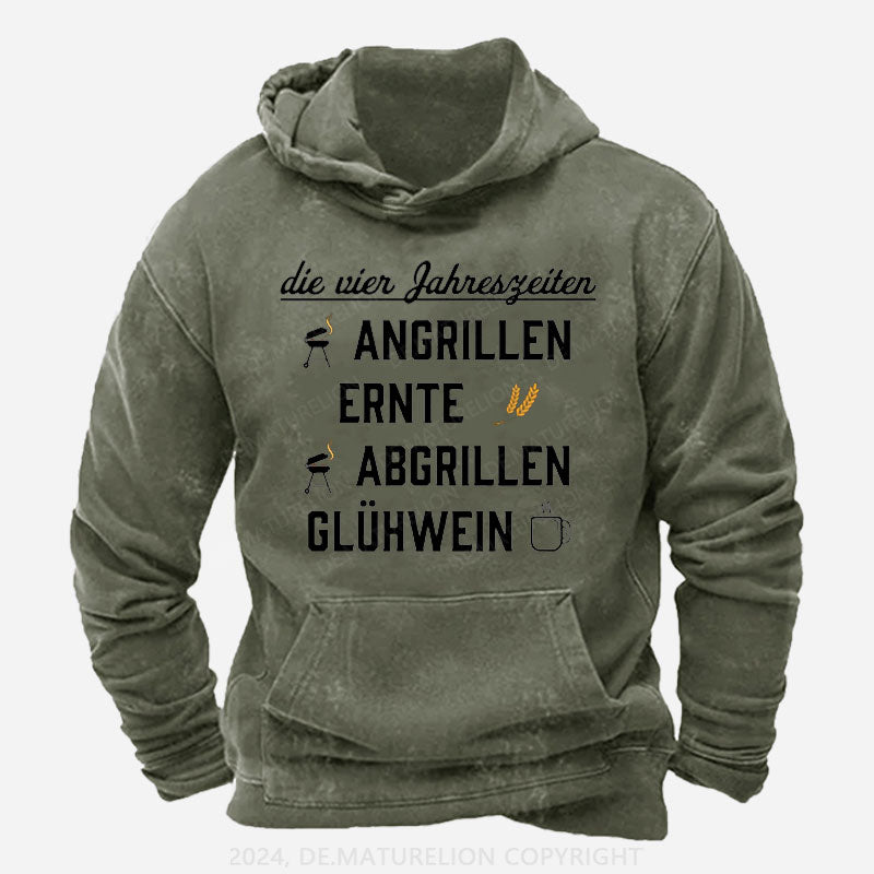 Die vier Jahreszeiten Angrillen Ernte Abgrillen Glühwein Hoodie