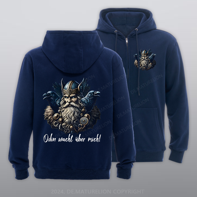 Maturelion Odin wacht über mich Reißverschluss Hoodie