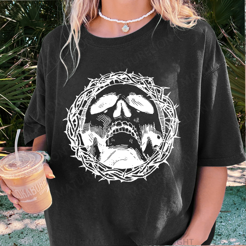Maturelion Christus Damen Gewaschene Vintage T-Shirt