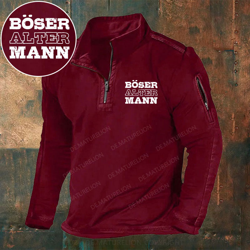 Böser Alter Mann Stehkragen Reißverschluss Polo Shirt