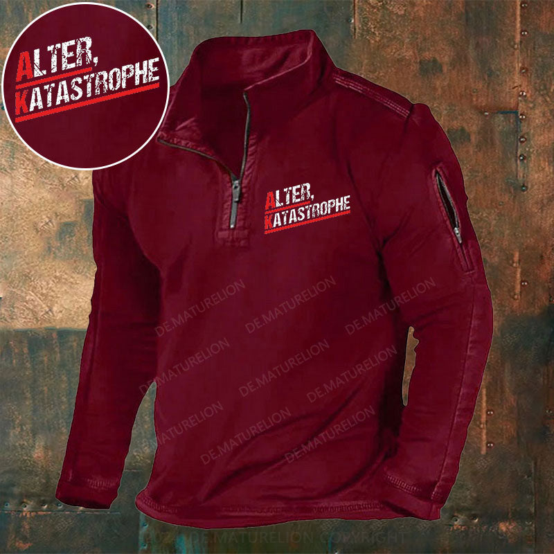 Alter Katastrophe Stehkragen Reißverschluss Polo Shirt