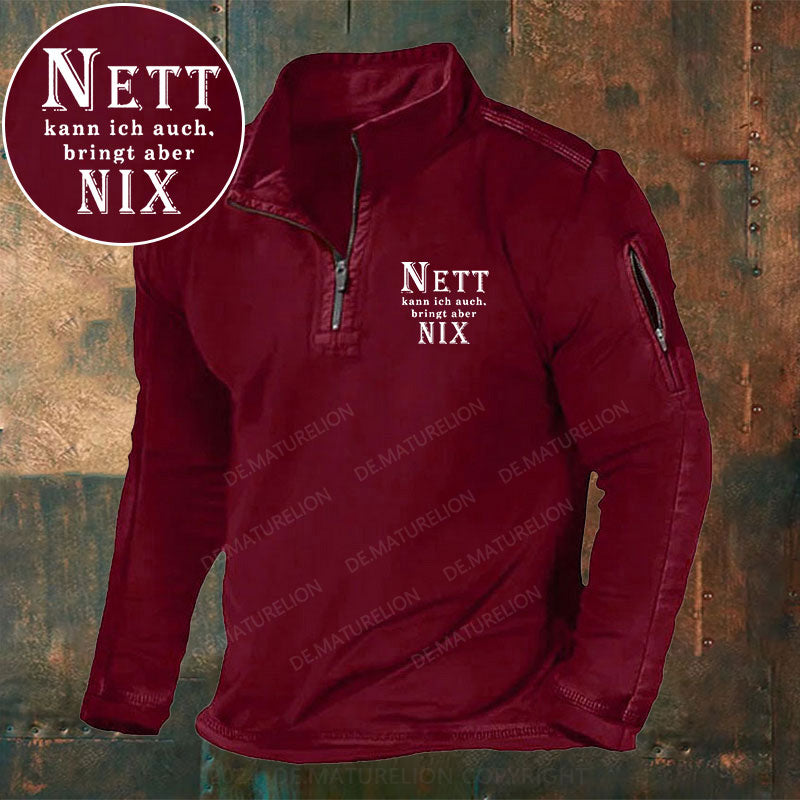 Nett Kann Ich Auch Bringt Aber Nix! Stehkragen Reißverschluss Polo Shirt