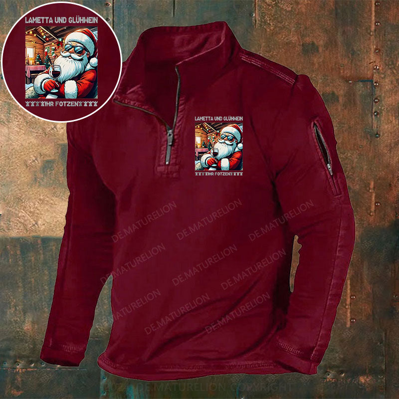 Lametta Und Glühwein Ihr Fotzen Stehkragen Reißverschluss Polo Shirt
