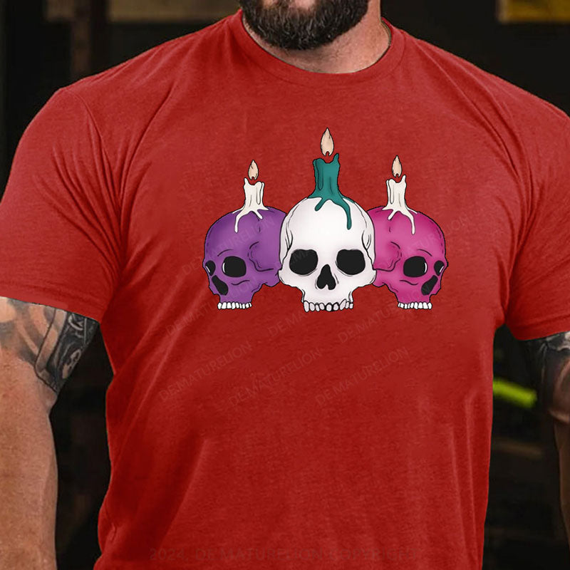 Frohe Weihnachten Schädel Kerze T-Shirt
