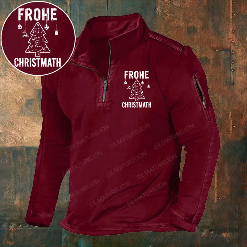 Frohe Christmath Stehkragen Reißverschluss Polo Shirt