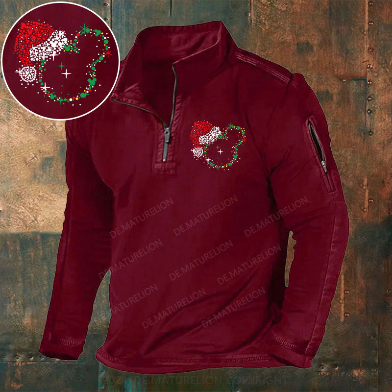 Weihnachten Stehkragen Reißverschluss Polo Shirt