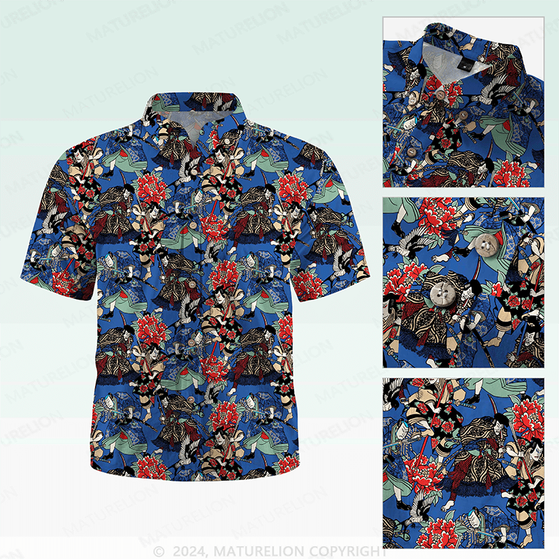 Maturelion Hawaiian Shirt Koi Fische und Wellen Hawaiian Shirt