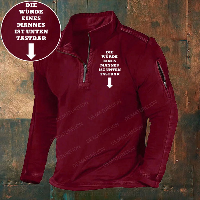 Die Würde Eines Mannes Ist Unten Tastbar Stehkragen Reißverschluss Polo Shirt