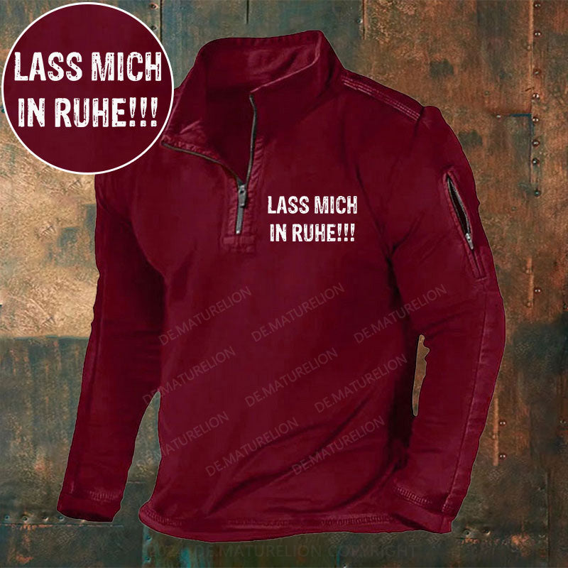 Lass mich in Ruhe! Stehkragen Reißverschluss Polo Shirt