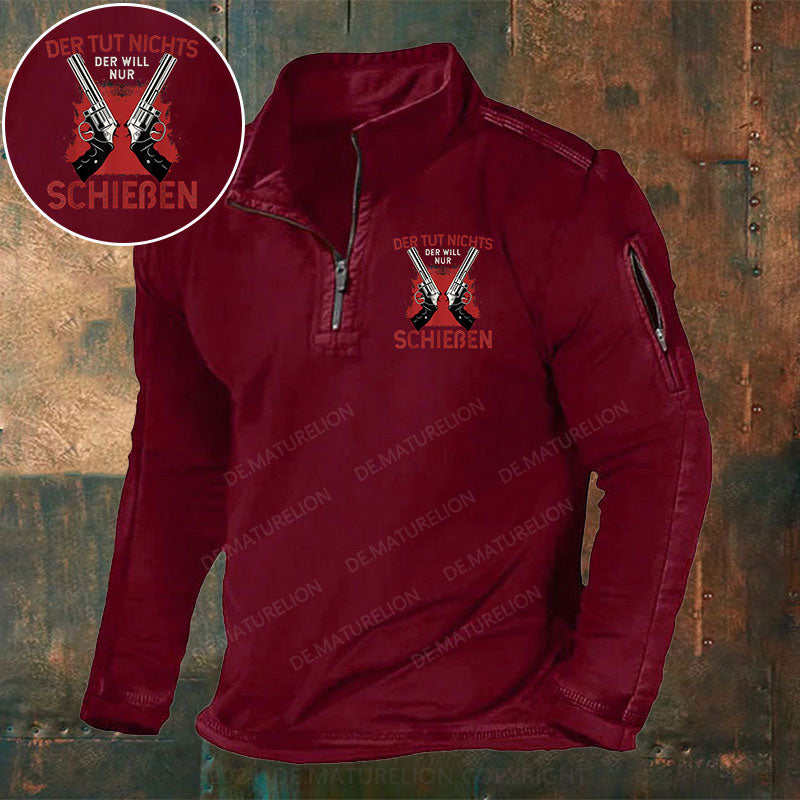 Schützenfest Schießen Schießsport Waffe Sportschütze Stehkragen Reißverschluss Polo Shirt