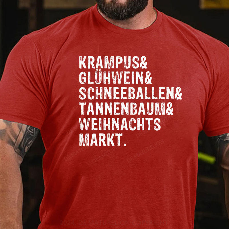 Krampus Glühwein Schneeballen Tannenbaum Weihnachtsmarkt T-Shirt