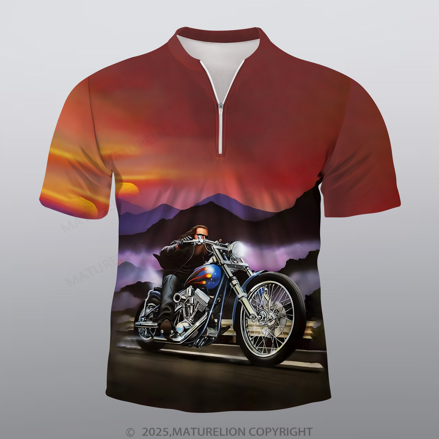 Maturelion Motorrad Männer Voll-Print Polo Shirt