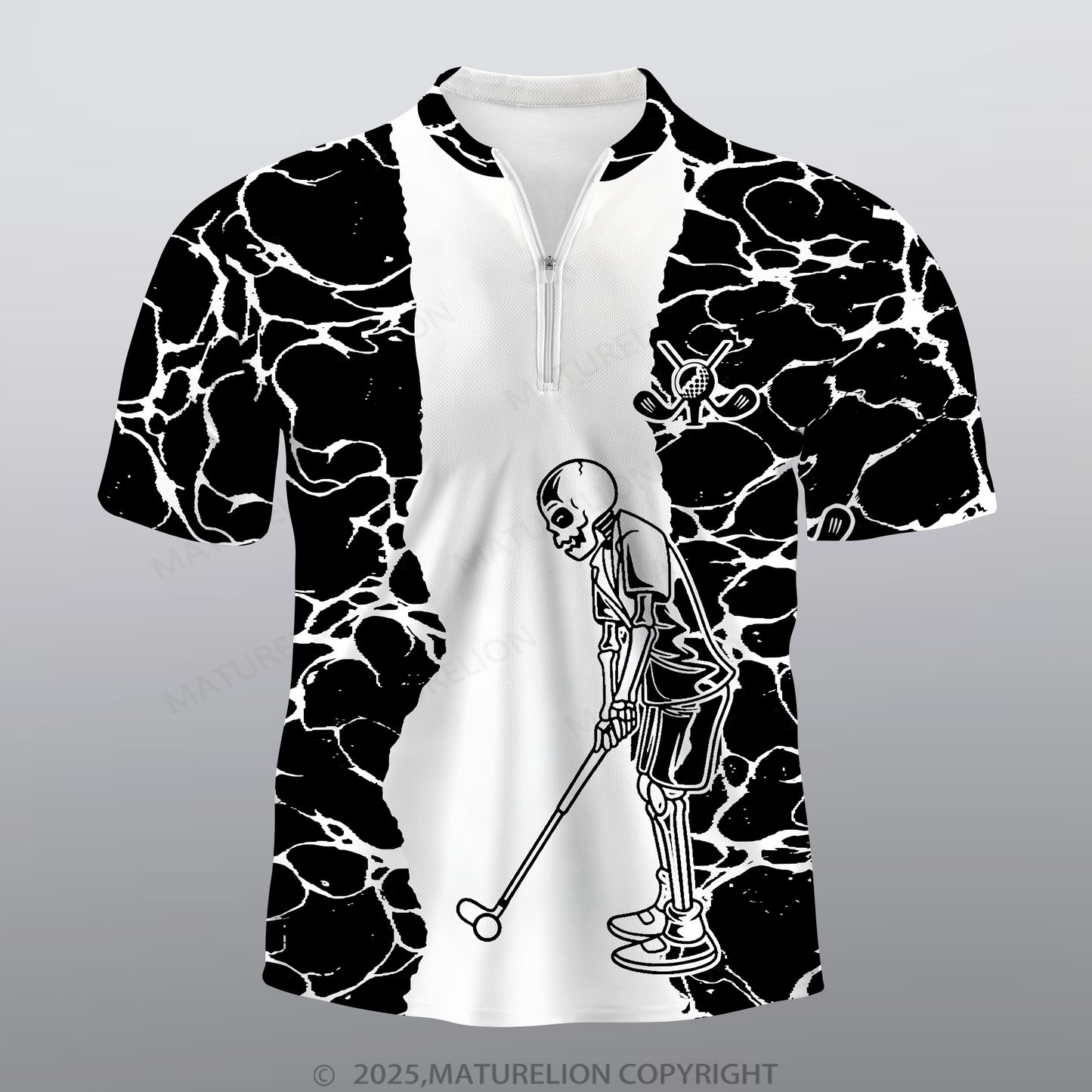 Maturelion Golf Männer Voll-Print Polo Shirt