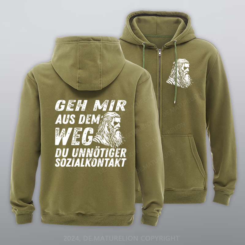 Maturelion Geh mir aus dem Weg du unnötiger Sozialkontakt Reißverschluss Hoodie