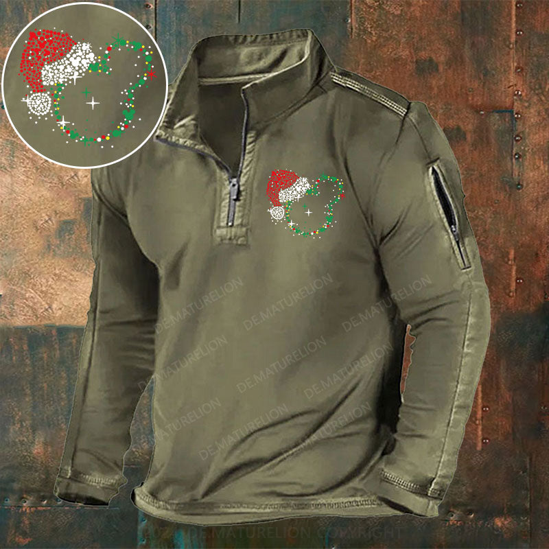 Weihnachten Stehkragen Reißverschluss Polo Shirt