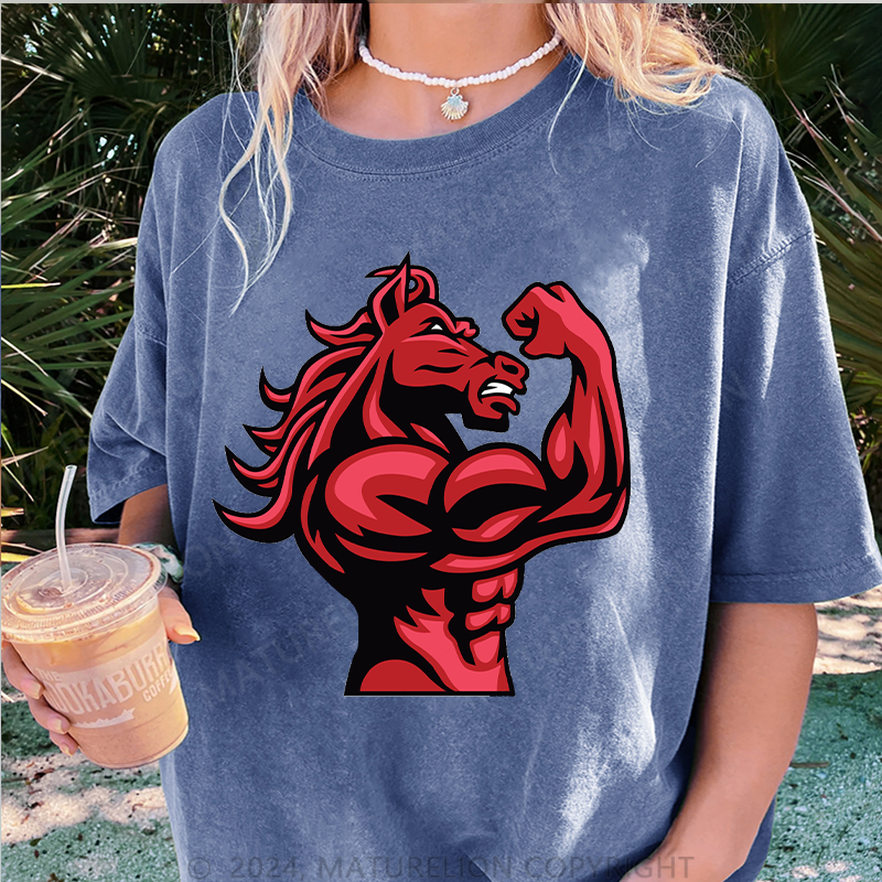 Maturelion Gym Damen Gewaschene Vintage T-Shirt