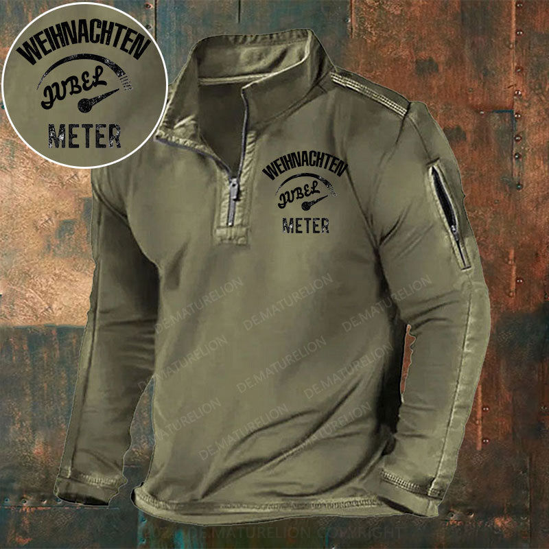 Weihnachten Jubel Meter Stehkragen Reißverschluss Polo Shirt