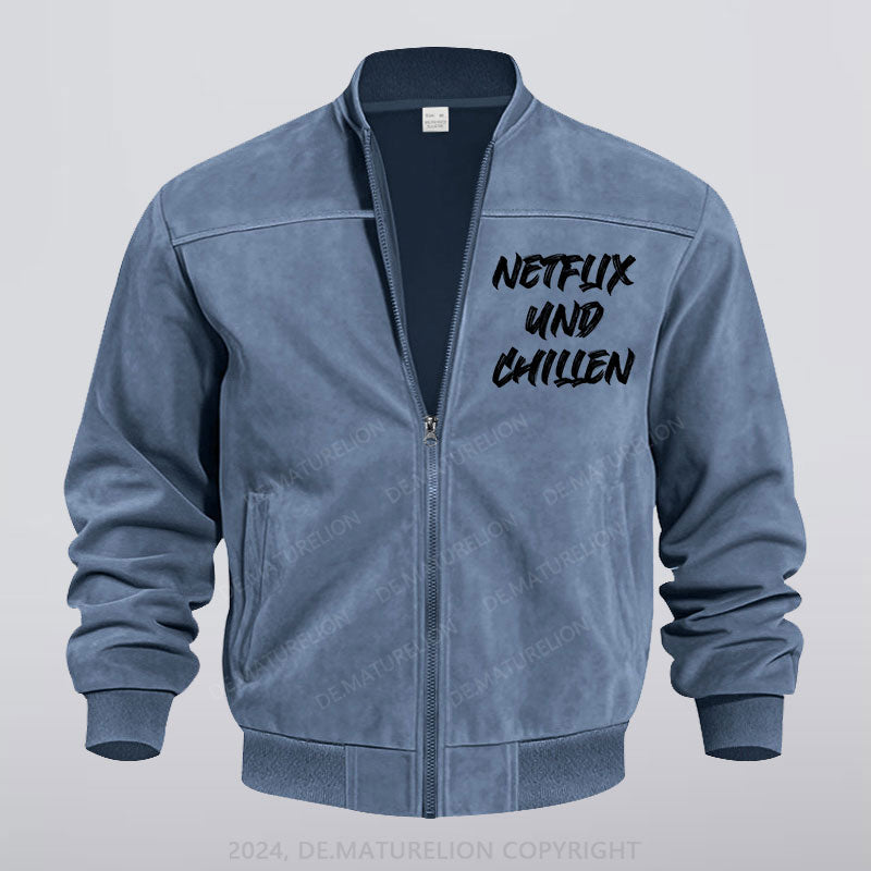 Maturelion Netflix Und Chillen Einfarbige Reißverschluss Jacke
