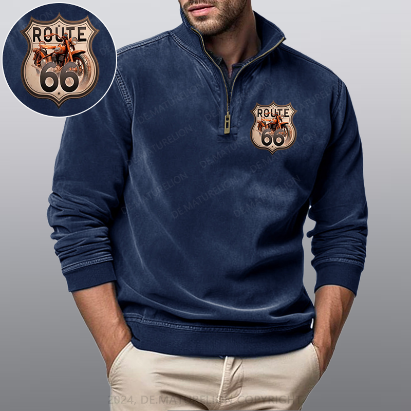 Maturelion Route 66 Stehkragen Poloshirt
