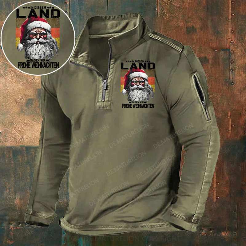 In diesem Land sagen wir Frohe Weihnachten Stehkragen Reißverschluss Polo Shirt