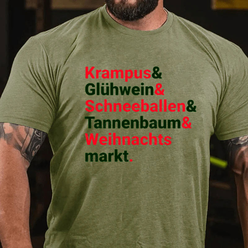 Krampus Glühwein Schneeballen Tannenbaum Weihnachtsmarkt T-Shirt