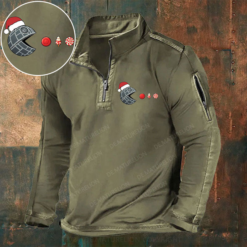 Eis Frohe Weihnachten Stehkragen Reißverschluss Polo Shirt