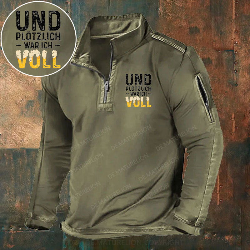 Und Plötzlich War Ich Voll Stehkragen Reißverschluss Polo Shirt