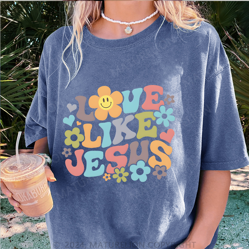 Maturelion Liebe Wie Jesus Damen Gewaschene Vintage T-Shirt