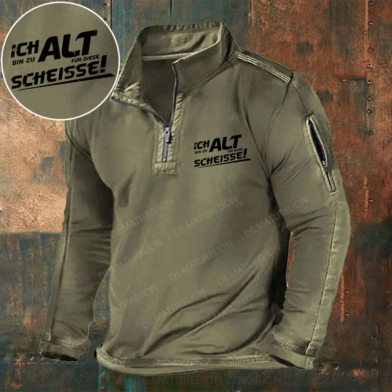 Ich Bin Zu Alt Stehkragen Reißverschluss Polo Shirt