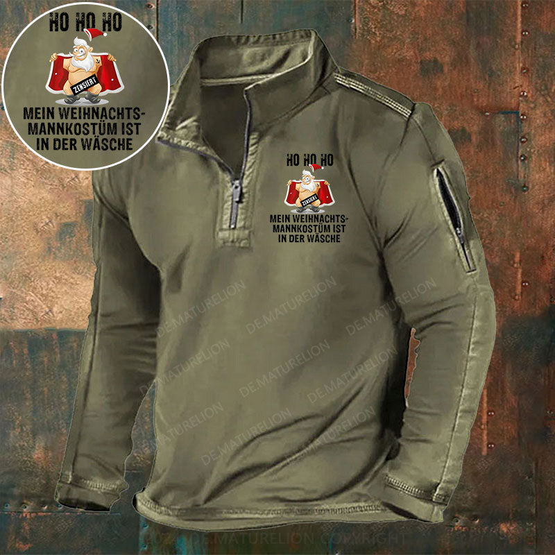 HO HO HO Mein Weihnachtsmann Kostüm ist in der Wäsche Stehkragen Reißverschluss Polo Shirt
