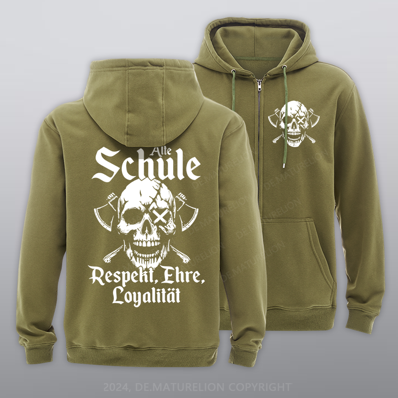 Maturelion Alte Schule Reißverschluss Hoodie