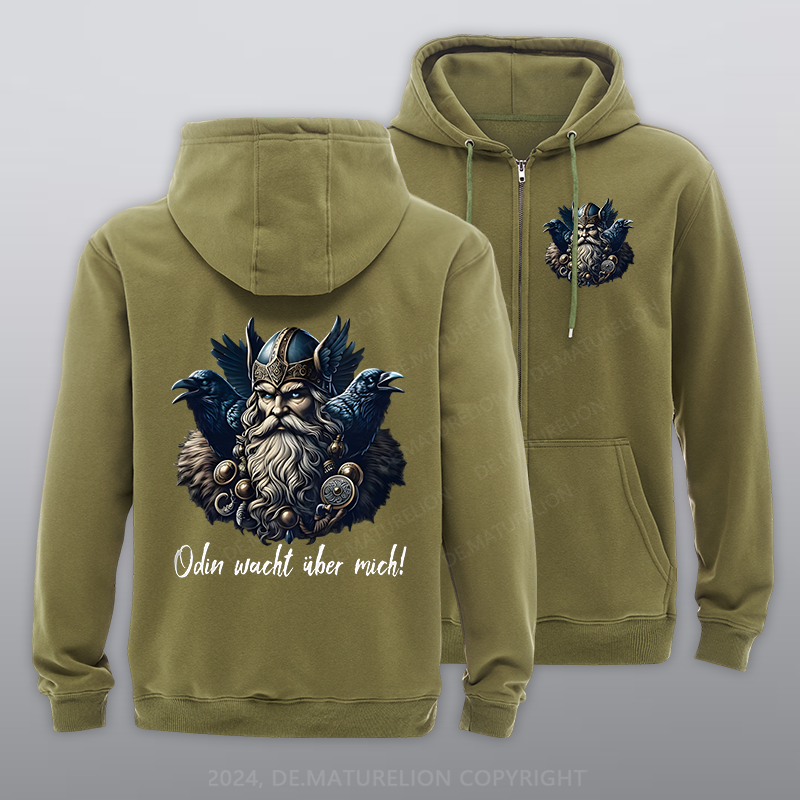 Maturelion Odin wacht über mich Reißverschluss Hoodie